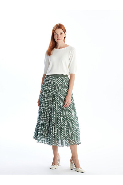 LC Waikiki Шарена плисирана дамска пола - Еластична талия