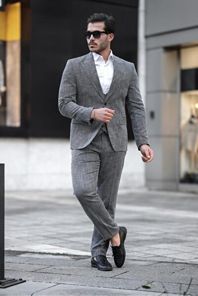 MISTER MR.PAPYON FASHION Erkek Siyah Slim Fit Yelekli italyan Kesim Takım Elbise