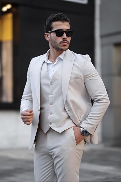 MISTER MR.PAPYON FASHION Erkek  Slim Fit Yelekli italyan Kesim Takım Elbise