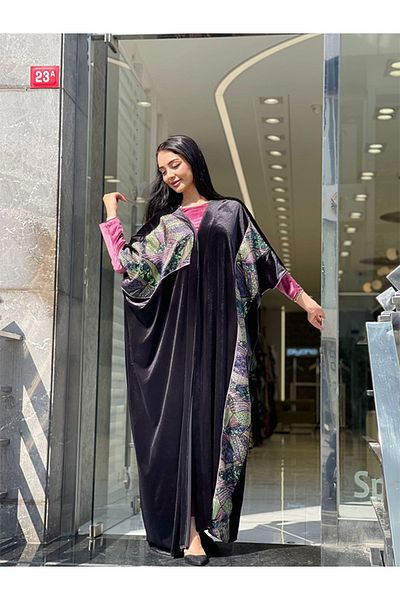 fiore fashion Large Size Winter Velvet Abaya - Muslim Dress Suitable for Kaftan, Ferace and Bisht Size 38-46