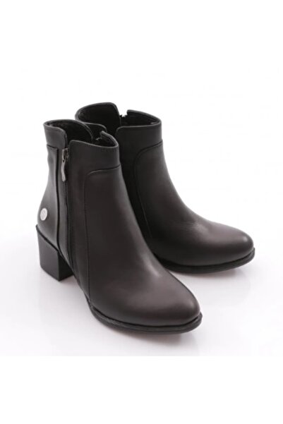 Mammamia D24KB-1455 Hakiki Deri Ortopedik Taban Kısa Kalın Topuk Günlük Spor Klasik Bot