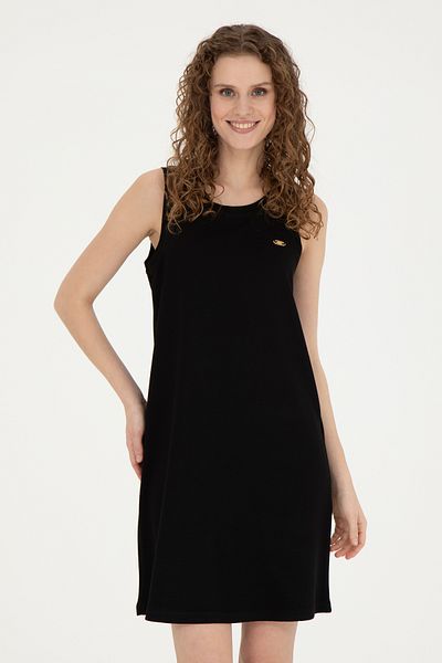 U.S. Polo Assn. Rochie neagră tricotată pentru femei cu decolteu - 50281743 -VR046