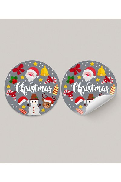 gg gençgirişimci Christmas Coated Sticker (4x4) Cm 36 Pieces