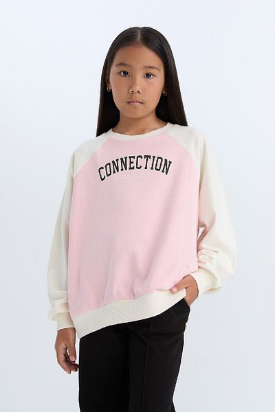 DeFacto Girl's Relax Fit Crew Neck Text Printed Sweatshirt D6642A824Au