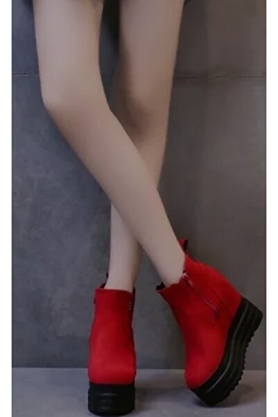 ARDSU Fermuarlı ve dolgu topuklu yüksek topuklu platformlu Punk kadın bilekte bot , siyah tabani 5 cm,