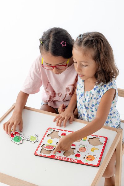 Hopiers Montessori Fruits Wooden Bultak Puzzle Set - Educational, Learning, and Safe Children's Toy