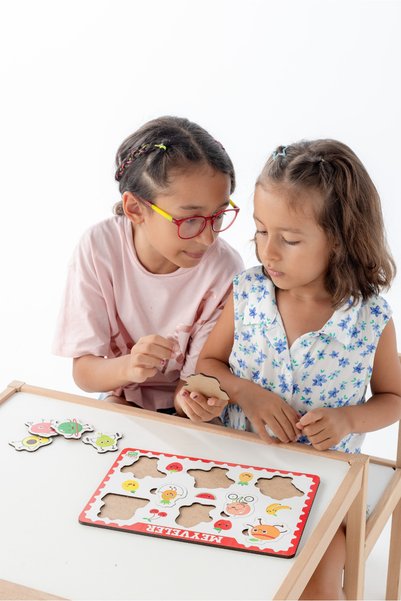 Hopiers Montessori Fruits Wooden Bultak Puzzle Set - Educational, Learning, and Safe Children's Toy