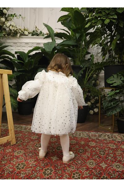 miabambim Ecru BabY Girl Dress - STarrY Tulle