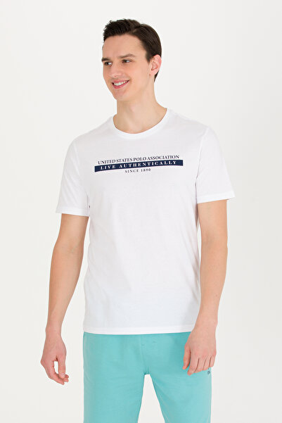 U.S. Polo Assn. تي شيرت أبيض برقبة دائرية للرجال 50263284 -VR013