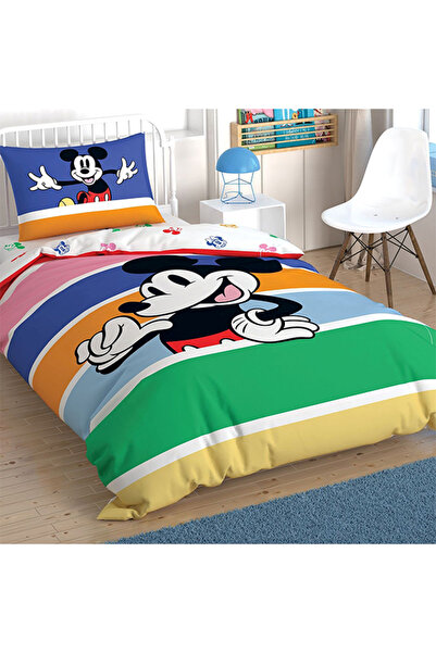 Taç Lisanslı Nevresim Takımı Mickey Mouse Rainbow Tek Kişilik