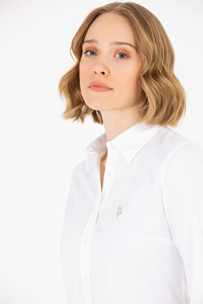 U.S. Polo Assn. Cămașă de bază albă cu mânecă lungă pentru femei 50262851-VR013
