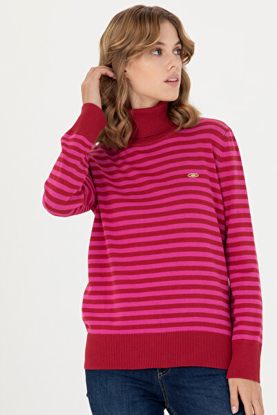 U.S. Polo Assn. Pulover roșu cu guler înalt pentru femei 50270440-VR030