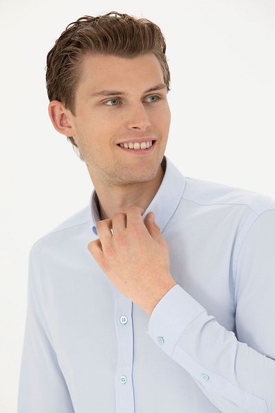 U.S. Polo Assn. Мъжка светлосиня риза с дълъг ръкав, базова, 50277310-VR003