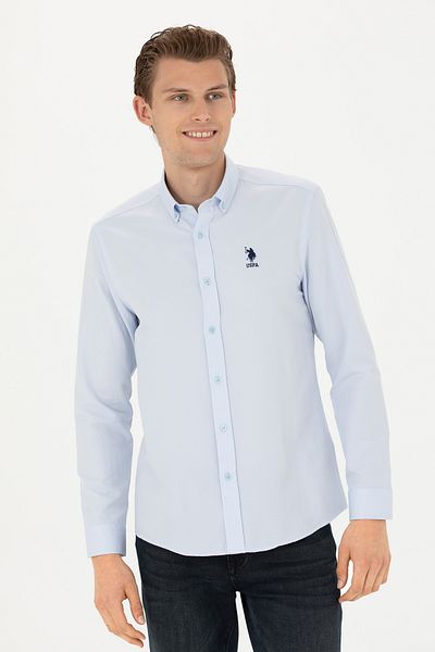 U.S. Polo Assn. Мъжка светлосиня риза с дълъг ръкав, базова, 50277310-VR003