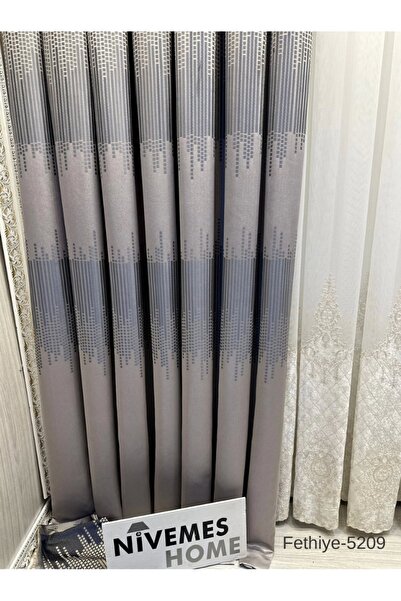NİVEMESHOME Nivemeshome Conquest 614178   V-5209 Ασημί 1/3 Κλείστε πλισέ κουρτίνα φόντου Apm