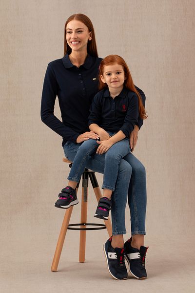 U.S. Polo Assn. Hanorac pentru fetiță cu guler polo bleumarin -50276782-VR033