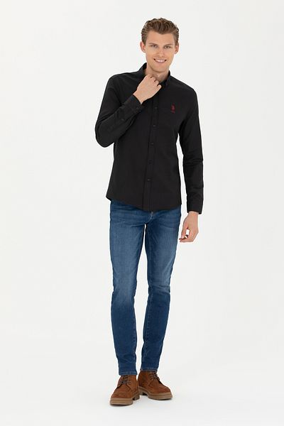 U.S. Polo Assn. Мъжка черна риза с дълъг ръкав 50277310-VR046