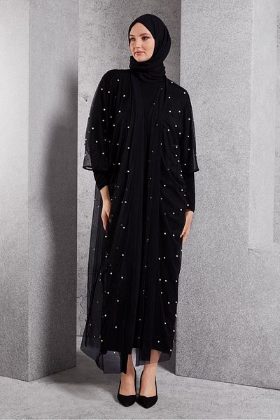 TRENDTESETTÜR Γυναικείο βραδινό φόρεμα Black Pearl με λεπτομέρειες - T 8264
