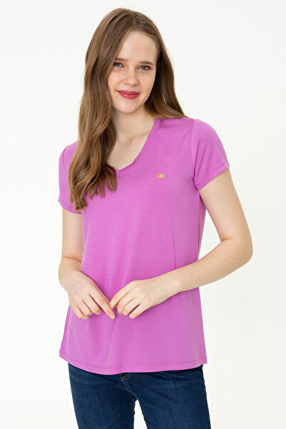 U.S. Polo Assn. Women's Violet V-Neck Basic T-Shirt 50246033 -Vr037