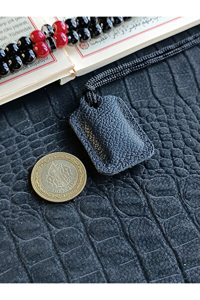 ViP GiFT Küçük Dörtgen Cevşen Dualı Kolye Muska Hakiki Deri El Yapımı XS