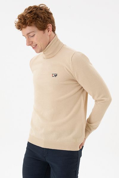U.S. Polo Assn. Men's Basic Sweater - Cream Melange, 50256266 -Vr159
