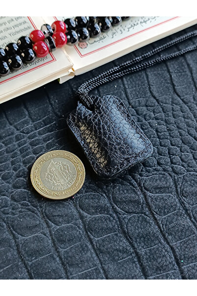 ViP GiFT Küçük Dörtgen Cevşen Dualı Kolye Muska Hakiki Deri El Yapımı XS