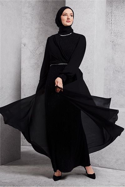TRENDTESETTÜR Γυναικείο βραδινό φόρεμα Black Glitter - T 8444