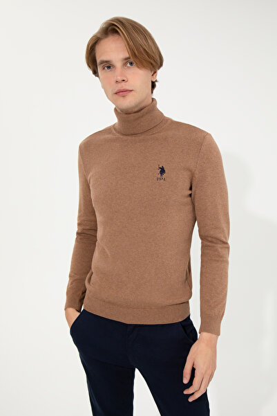 U.S. Polo Assn. Men's Camel Melange Basic Sweater 50251874 -Vr122