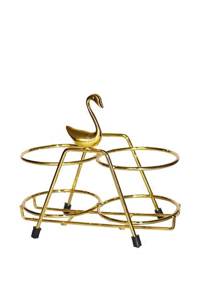 Jenisa Gold Colored Swan - Metal Liquid Soap Dispenser and Oil Pot with Accessories