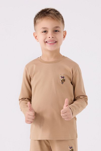 U.S. Polo Assn. Σετ πιτζάμες για αγόρι καφέ μακρυμάνικο