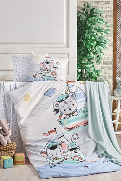 Taç Crystal Sailing Ranforce Baby Duvet Cover Set - Blue