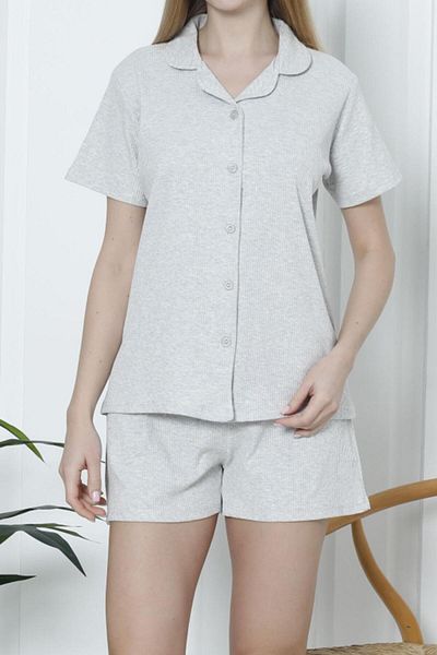 Nicoletta Women's Shorts Pajama Set Short Sleeve Camisole Loose Pocket STONE
