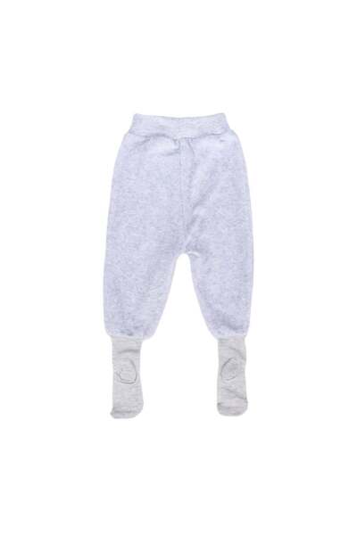 bebegen Unisex Bebek Sade Gri Kadife Kendinden Çoraplı Tek Alt