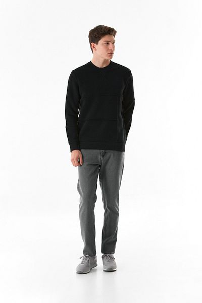 Fulla Moda Φούτερ με 3 κλωστές Basic Crew Neck