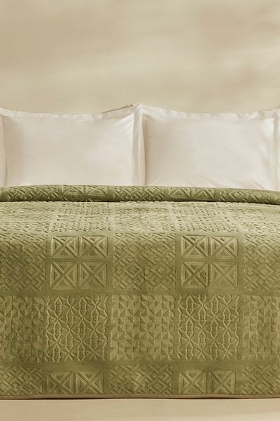 Karaca Home Rita Green Emboss Blanket - Single