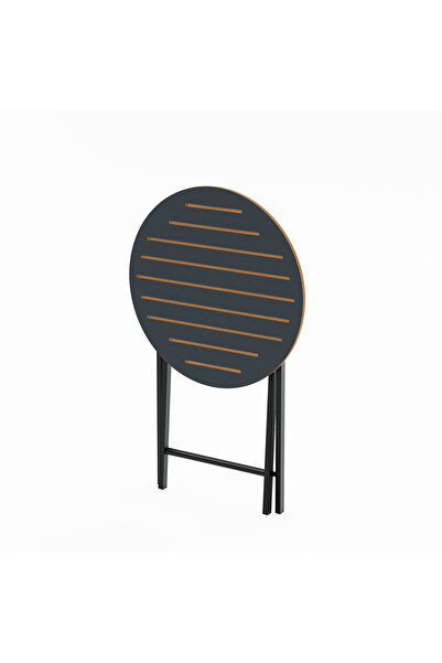 eportatif Bahçe Masası Katlanır Bistro Masa Yuvarlak Füme 1489