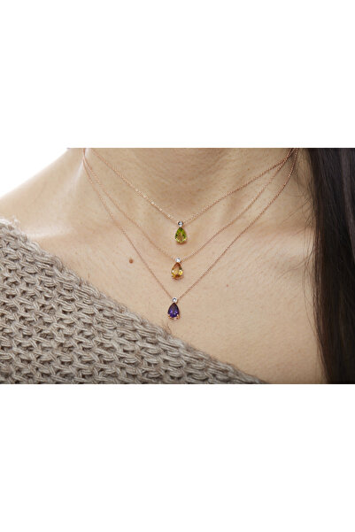 Ariş Pırlanta Damla Peridot Kolye