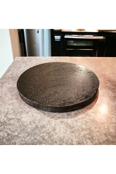 BOSOMİMARLIK Professional Round Pizza Stone Natural Basalt Baking Stone - 28-29 Cm Diameter