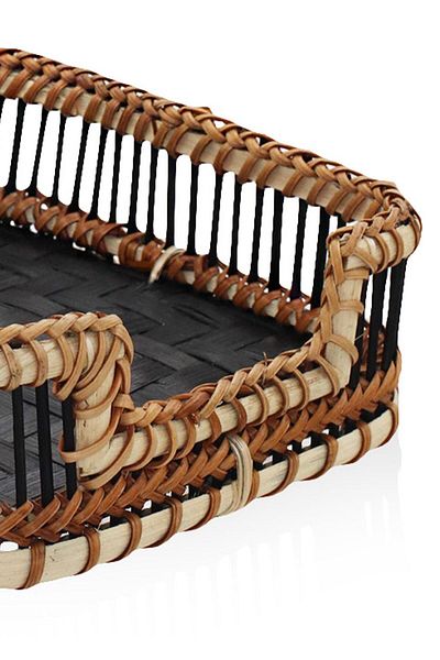 The Mia Black Bamboo Napkin Holder - 18x4x6 cm