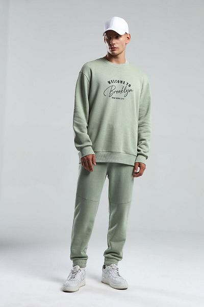 BENMANAJ Ανδρικό ποδηλατικό λαιμό εμπριμέ Sweat Lt. Πράσινος