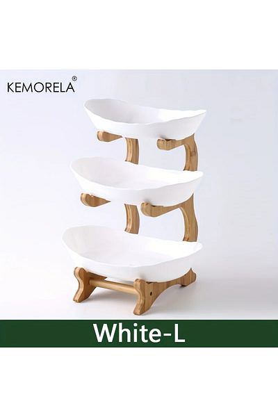 Choice White L Double/three Layer Modern Wooden Living Room Multi-layer Snack Net Plastic Fruit Plate Woode