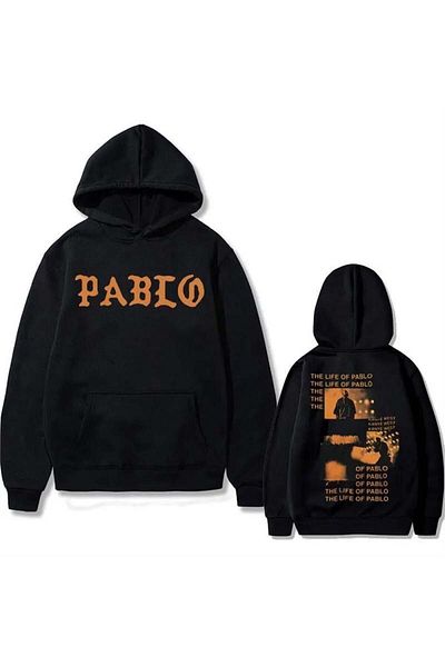 Köstebek Kanye West - The Life Of Pablo Μαύρο φούτερ με κουκούλα Unisex
