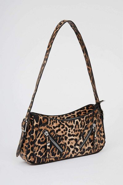 DeFacto Geantă de umăr cu fermoar cu model leopard de damă 3192446