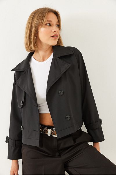 Bianco Lucci Kurze Damenjacke mit zweireihigem Kragen 60351067