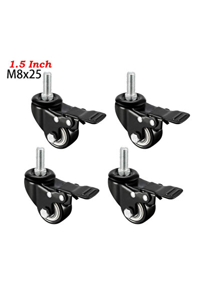 Choice 1.5inch M8 type 1 1.5" Threaded Stem Casters , 4Pcs Heavy Duty Swivel ...