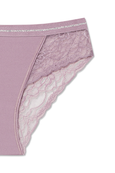 HNX Interlock Lace Detailed Glittery Rubber Slips Women's Panties
