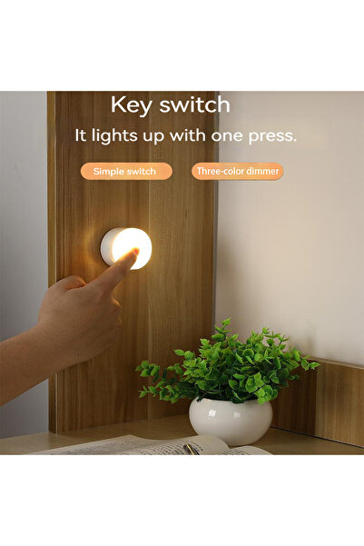 Choice مصباح ليلي LED يعمل بالبطارية بثلاثة ألوان، مصباح ليلي دائري صغير مريح يعمل بالبطارية، مناسب لـ