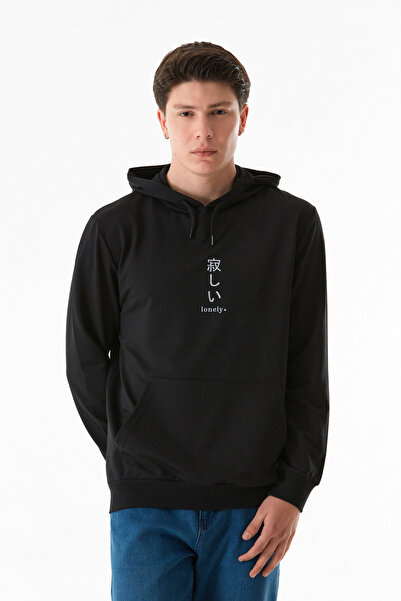 Fulla Moda Φούτερ τσέπης καγκουρό με στάμπα με κουκούλα