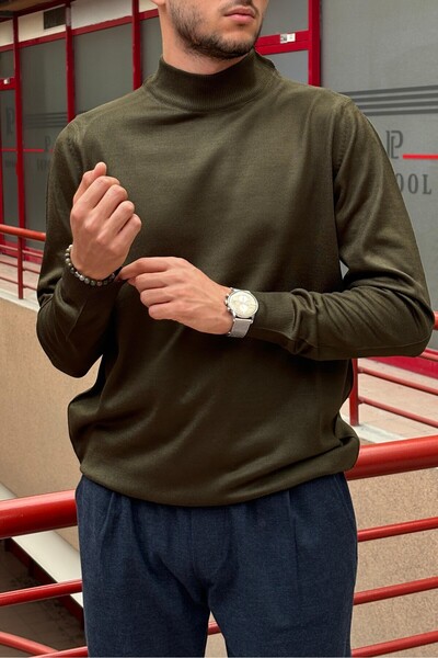 inpool Men's, Slim-Fit, Old Money, Half-Neck Knit Sweater