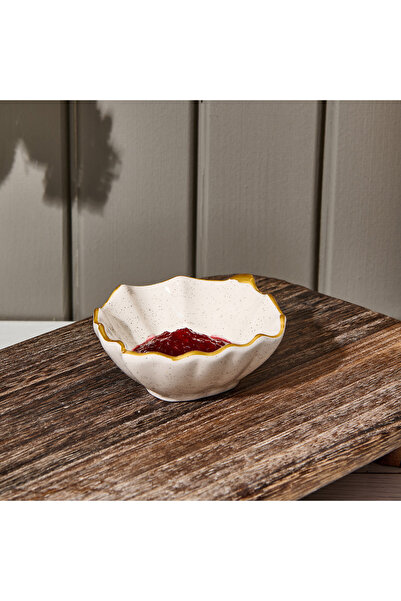 Cosiness Seramik Yaprak Çerezlik - Krem - 11 cm